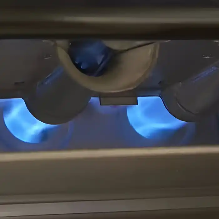 gas flame in heater unit